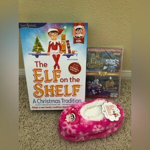 NEW The Elf on the Shelf Blue Eye Girl, Elf Pets DVD/Blu-Ray & Slipper Socks
